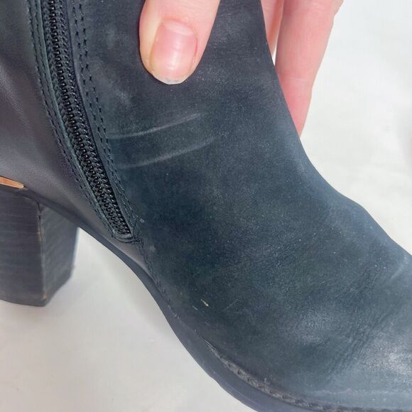 Steve Madden Wantagh Black Leather Suede Booties Ankle Boots Size 9 - Picture 12 of 13